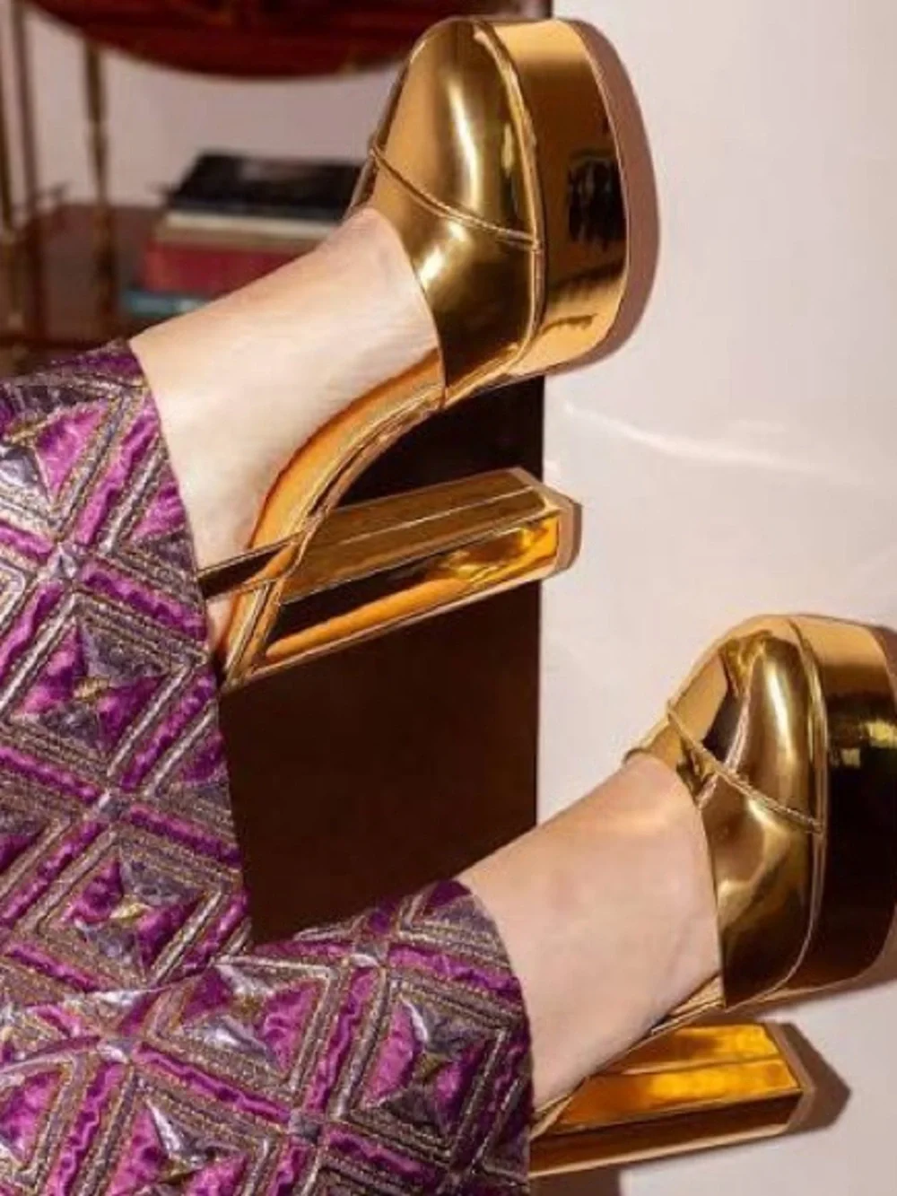 Antonio Melani x The Nat Note Pia Mirror Metallic Platform Pumps Size 9 NWOB